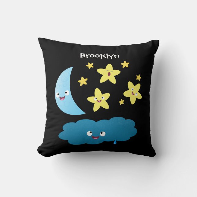 Coussin Mignons étoiles chantant, lune et bande dessinée d (Recto)