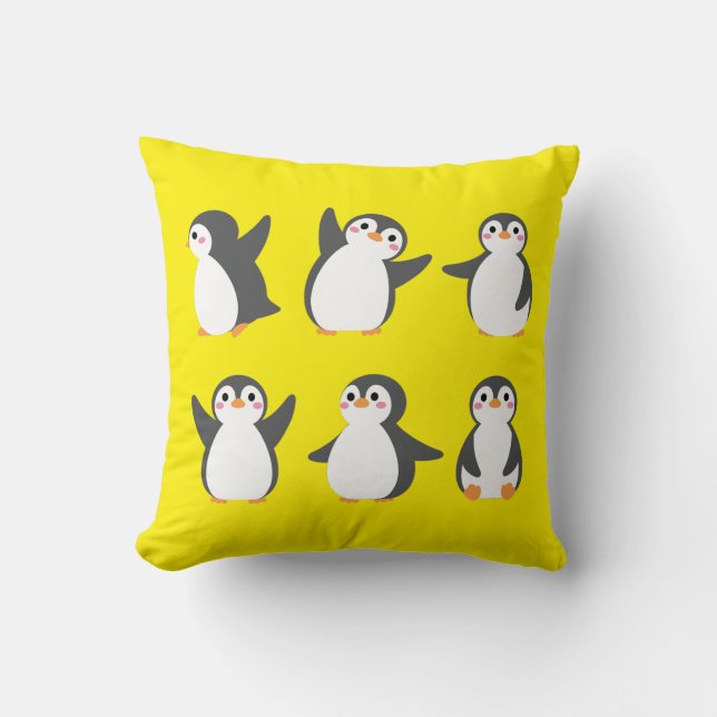 Coussin Mignons Manchots de Dessin Animé (Recto)