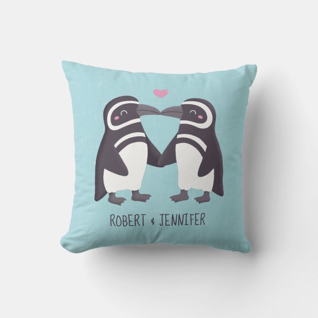 Coussin Mignons Manchots S'Embrassant, Partenaires pour la (Recto)