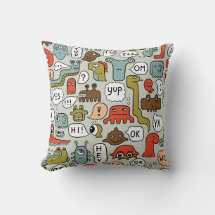 Coussin Mignons monstres de dessin : Arrière - plan sans c