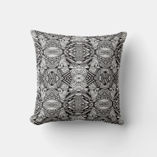 Coussin Mignons motifs de dessin abstrait noir blanc
