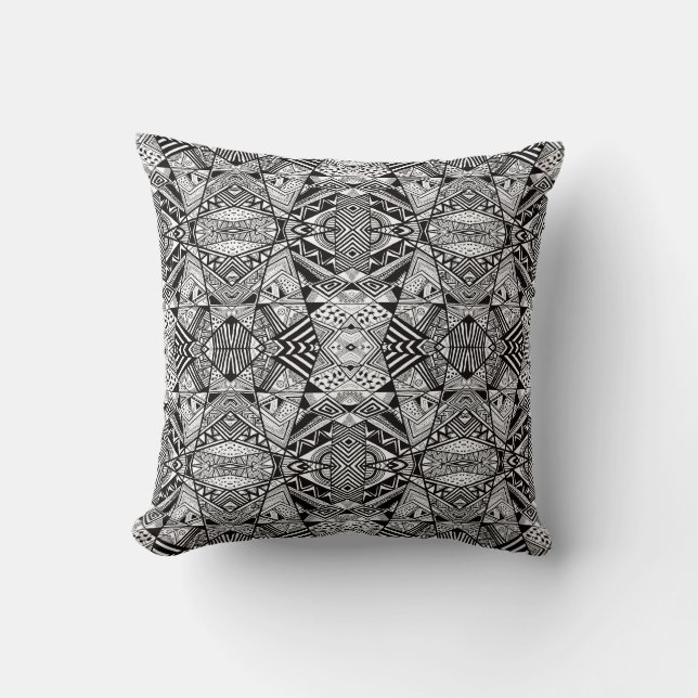 Coussin Mignons motifs de dessin abstrait noir blanc (Recto)