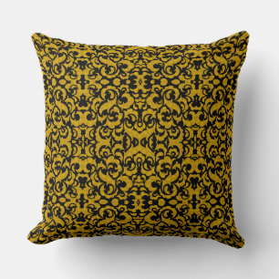 Coussin Mignons motifs floraux sans couture noirs et dorés