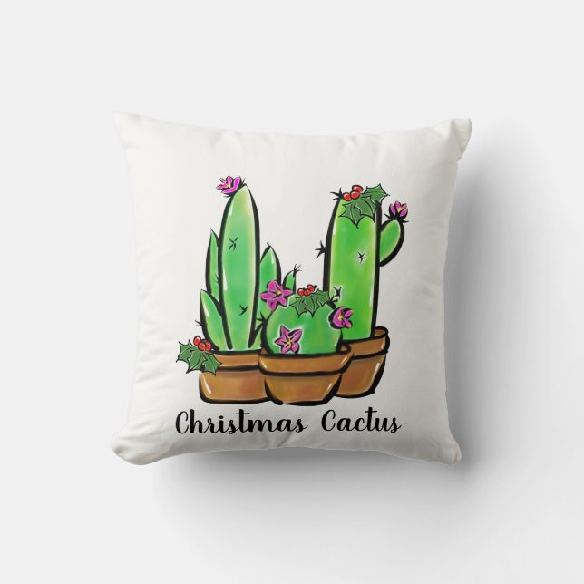 Coussin Mignons noël Cactus cactus succulents (Recto)
