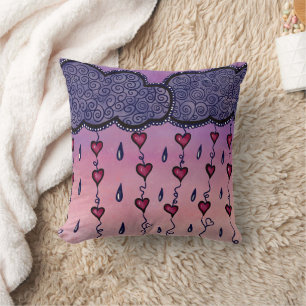 Coussin Mignons nuages et coeurs art