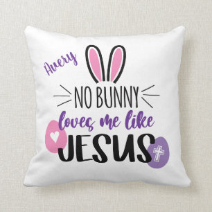 Coussin Mignons oeufs de lapin de Pâques Jésus M'aime Pers