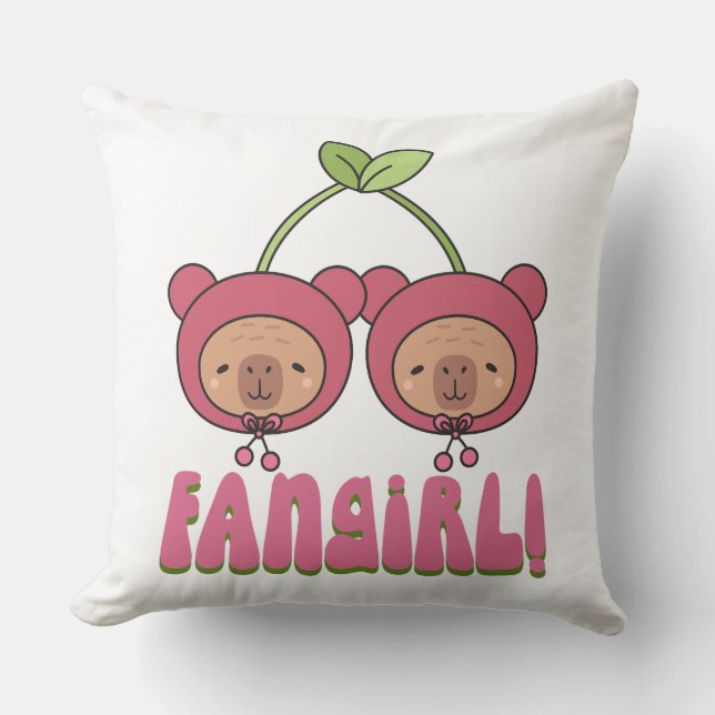 Coussin Mignons ours kawaii Costume cerise Fangirl (Recto)