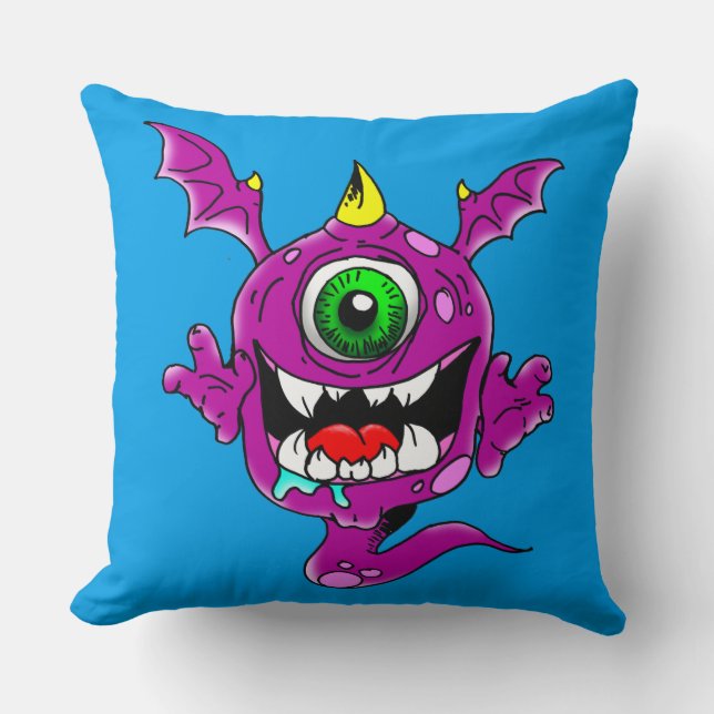 Coussin Mignons pourpres gens mangent Monster (Recto)