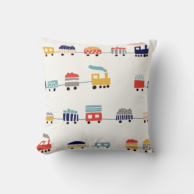 Coussin Mignons trains colorés sans couture motif. (Recto)