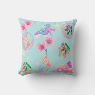 Coussin Mikitiez angle de fée bleu ciel bonbon amour