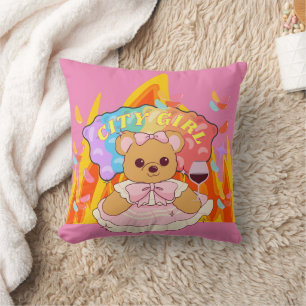 Coussin Mikitiez été en peluche d'ours gelée feu de vin ro