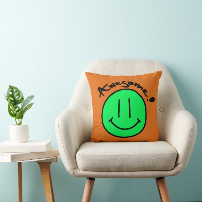 Coussin Mikitiez face souriante école été printemps vert (Chaise)
