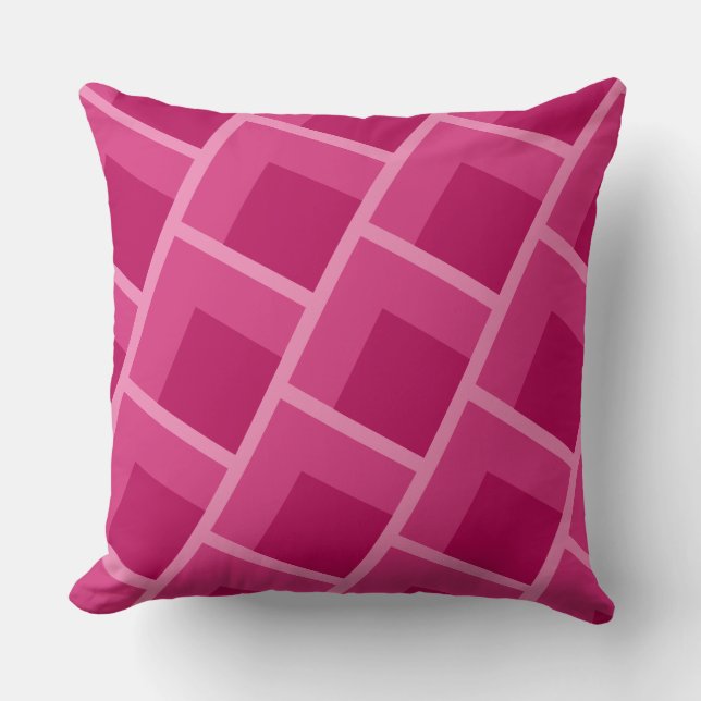Coussin milieu du siècle moderne abstrait géométrique rose (Recto)