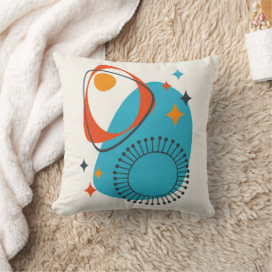 Coussin Milieu du siècle moderne Âge atomique 14 Bleu, Rou