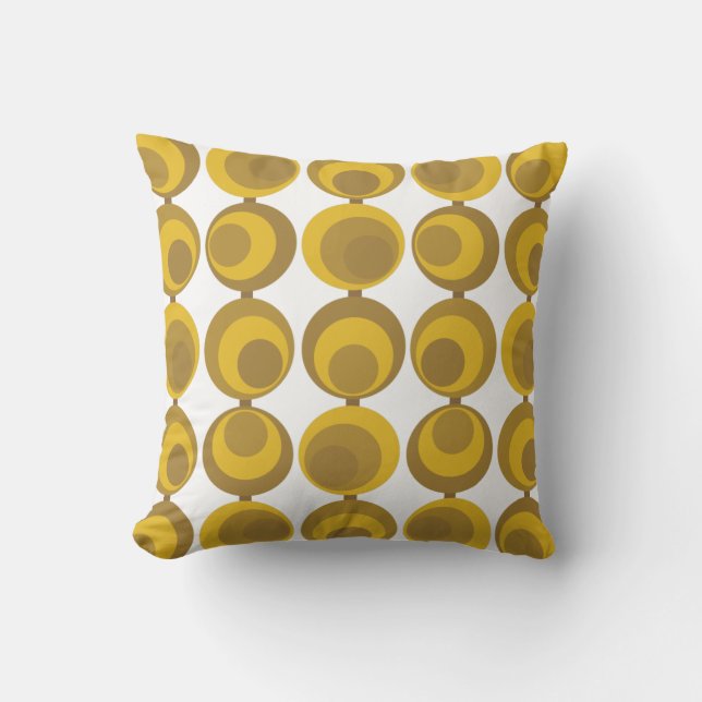 Coussin Milieu du siècle moderne Mustard Gold Retro Geo Mo (Recto)