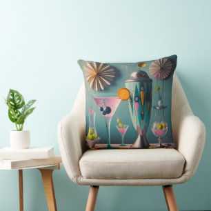 Coussin Milieu du siècle, temps des cocktails futuristes a