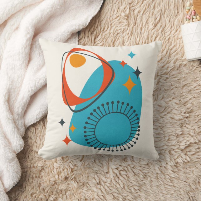 Coussin Milieu du XXe siècle Moderne Ère Atomique 14 Bleu, (Couverture)