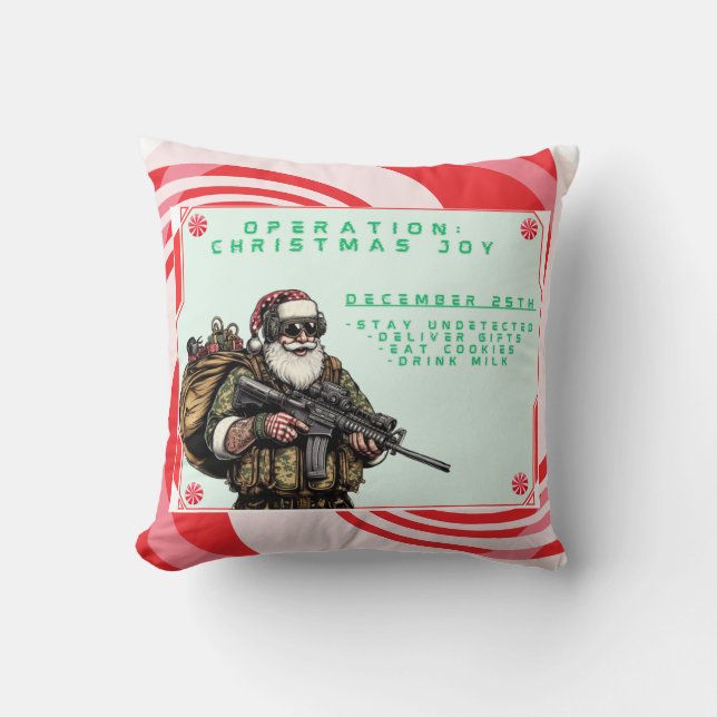 Coussin Militaire amusant/Père Noël de Noël (Recto)