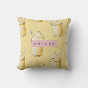 Coussin Milkshake personnalisé à la vanille dorée pétillan