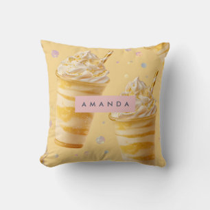 Coussin Milkshake personnalisé au caramel doré en spirale