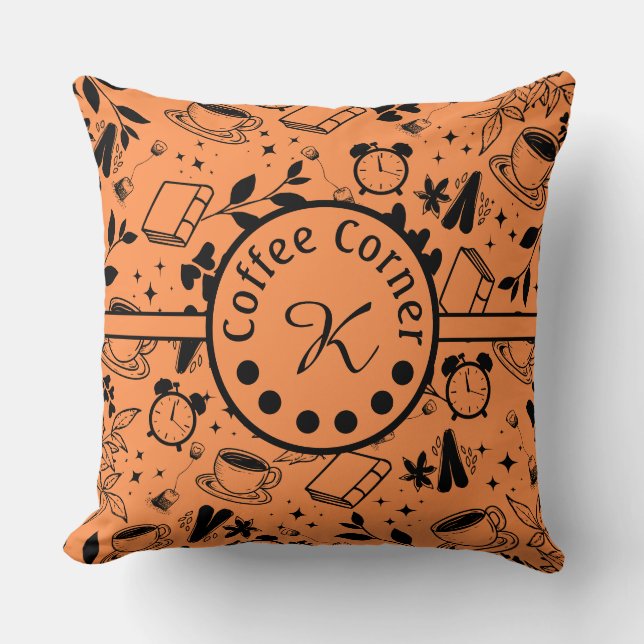 Coussin millepertuis moderne du milieu du siècle oranger (Recto)