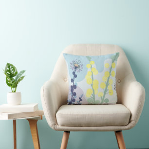 Coussin Mimétique Moderne d'Acacia Abstrait Wattlegolden I
