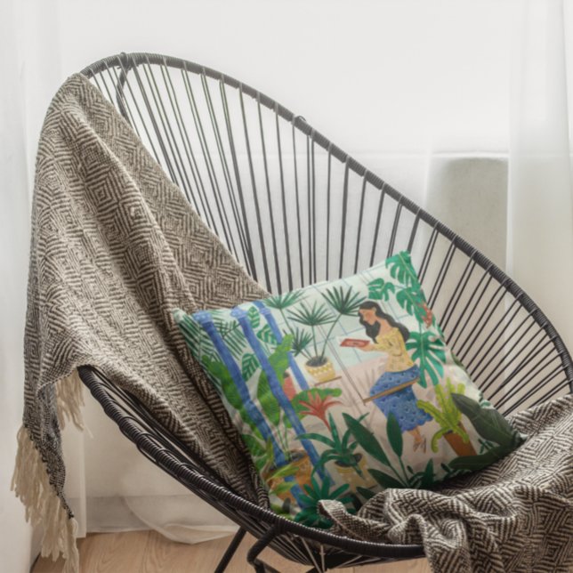 Coussin Mince bleu serre plante lecture (Créateur téléchargé)