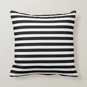 Coussin mince noir et blanc de rayures