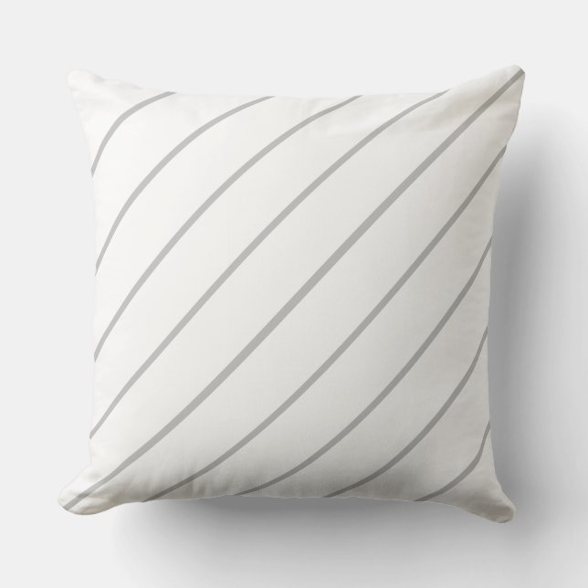 Coussin Minces Rayures Grises Diagonales (Recto)