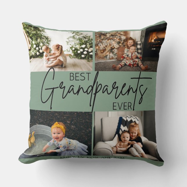 Coussin Mini Chic Vert Meilleur Grand-Parents Photo (Recto)