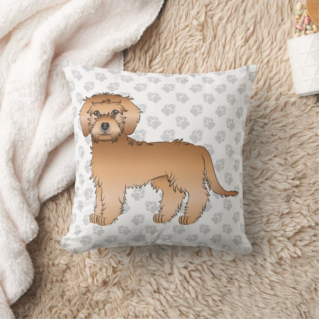 Coussin Mini Goldendoodle Abricot Chien de Dessin Animé Mi (Couverture)