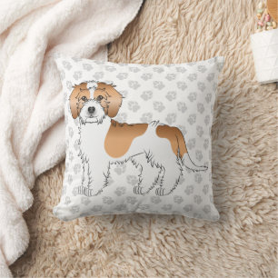 Coussin Mini Goldendoodle abricot et blanc & pattes