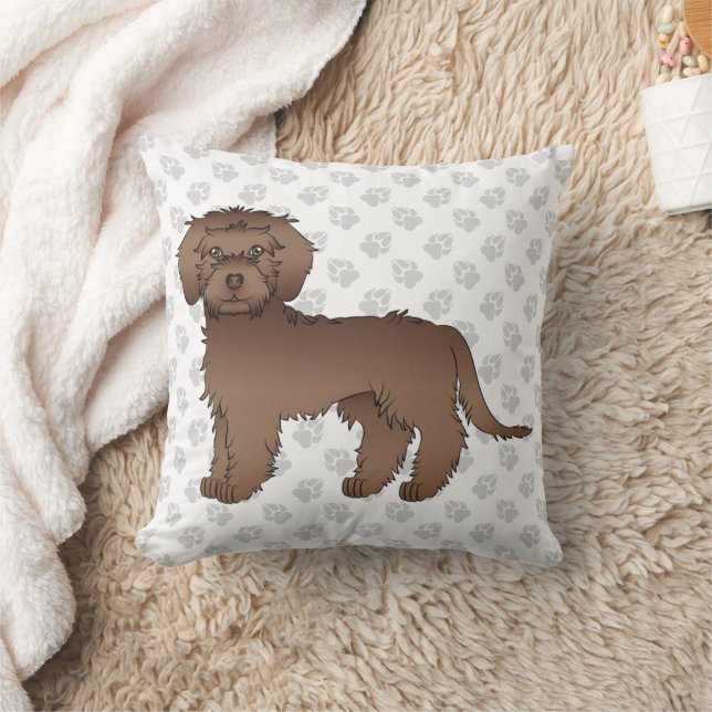 Coussin Mini Goldendoodle marron mignon Chien de dessin an (Couverture)