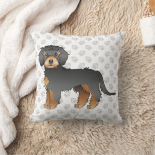 Coussin Mini Goldendoodle noir et fauve Chien de dessin an