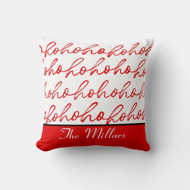 Coussin Mini Ho Ho Ho Texte Rouge Fête Motif Noël (Recto)