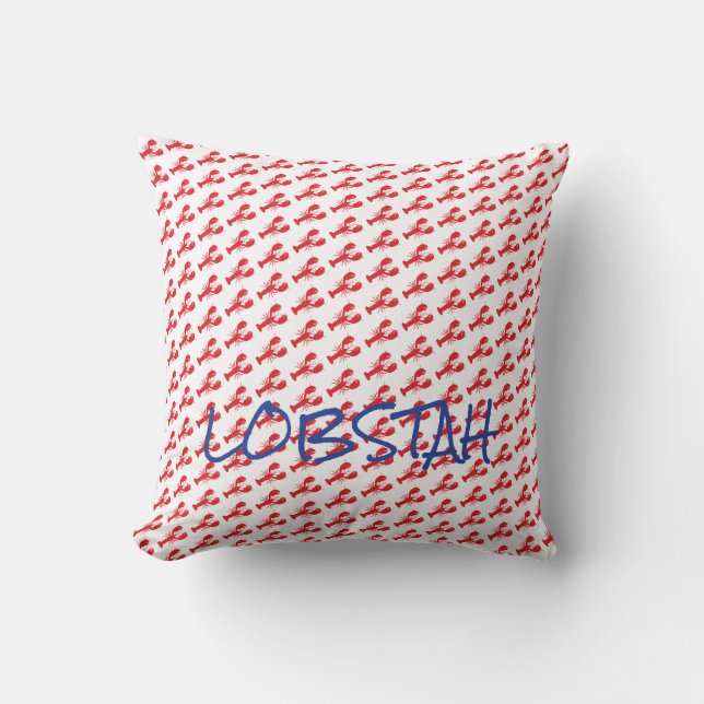 Coussin Mini Homards rouges Bleu Bleu Bleu Maine LOBSTAH l (Recto)