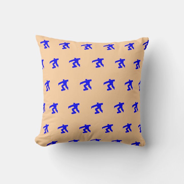 Coussin Mini Hommes Bleus en Course Melon  (Recto)