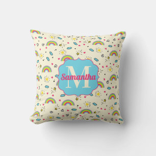 Coussin Mini Jeté Arc-en-ciel sur Monogramme de Motif Rétr