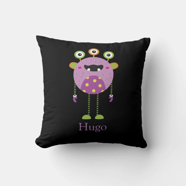Coussin Mini monstre, super mignon enfants pourpres (Recto)