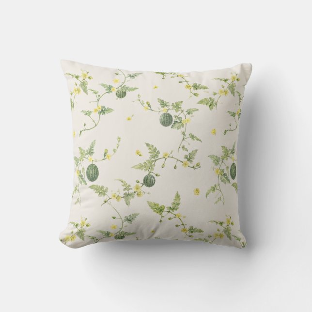 Coussin Mini Pastèque Miniature Aquarelle Botanique en Ivo (Recto)