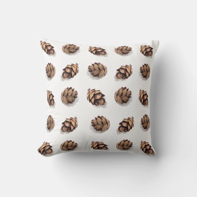 Coussin Mini Pine Cones on White Pattern (Recto)
