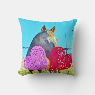 Coussin Miniature Cheval Brun Coeur de la Saint-Valentin