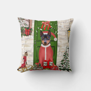 Coussin Miniature Pinscher Chien Noël