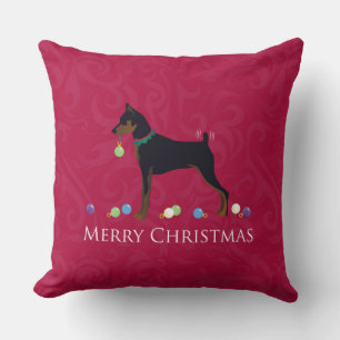 Coussin Miniature Pinscher Joyeux Noël Design