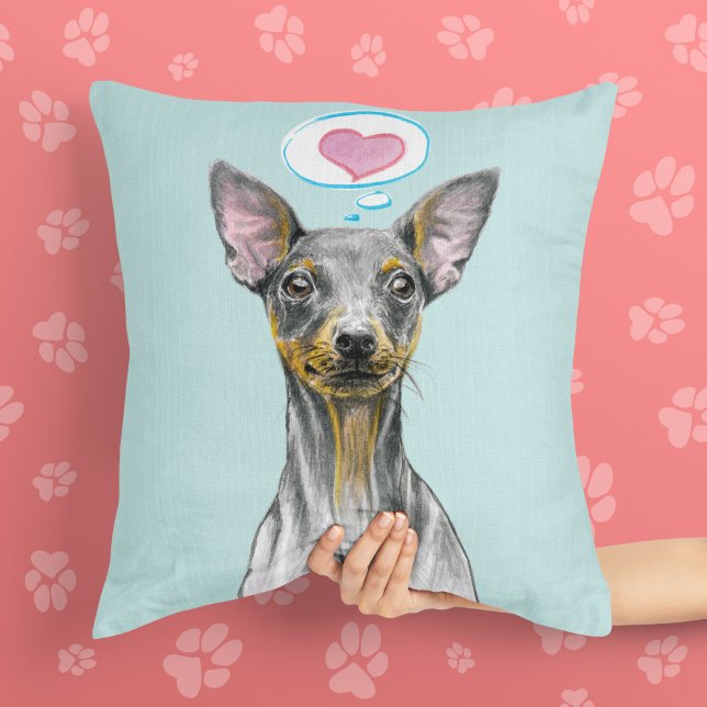 Coussin Miniature Pinscher Portrait de chien mignon chiot  (Créateur téléchargé)