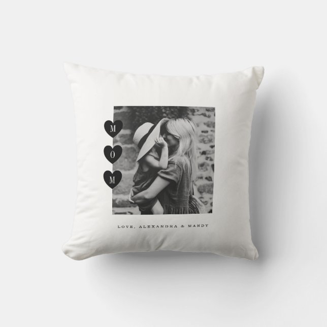 Coussin Minimal Black & White Maman Love Photo Keepsaké (Recto)