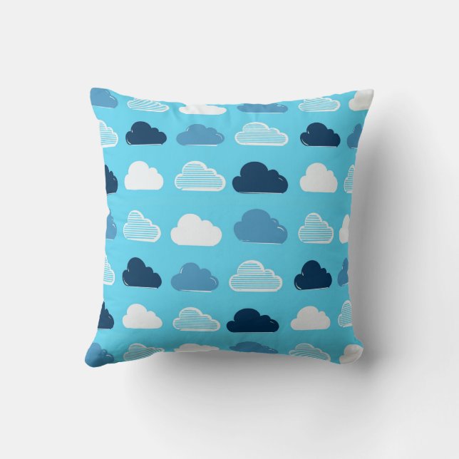 Coussin Minimal Clouds Pattern – Blue Sky Vibes (Verso)