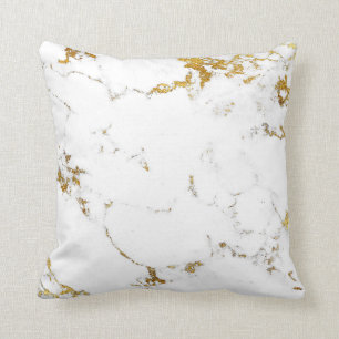 Coussin Minimal élégant or blanc de pierre de marbre