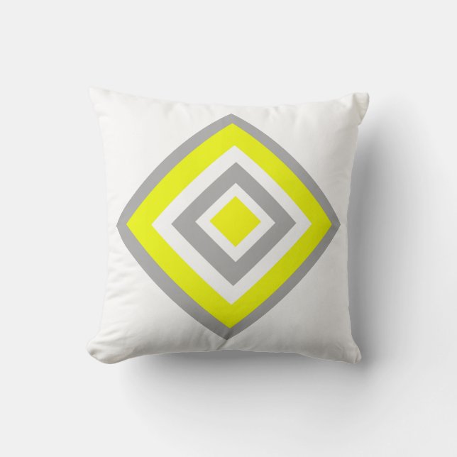 Coussin Minimalisme Abstrait Art jaune gris blanc (Recto)