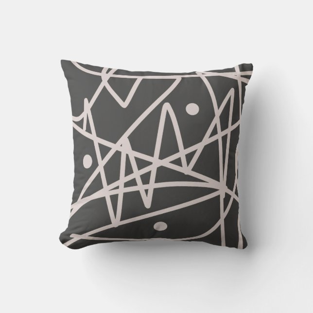 Coussin Minimalisme Abstrait Art Motif gris blanc (Recto)